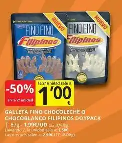Supermercados MAS Filipinos - galleta fino chocoleche o chocoblanco oferta