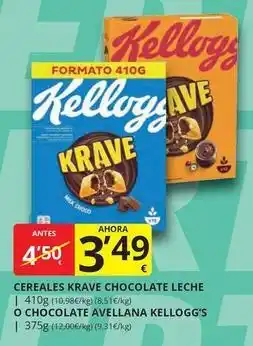 Supermercados MAS Kellogg's - cereales krave chocolate leche o chocolate avellana oferta