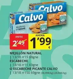 Supermercados MAS Calvo - mejillón natural oferta