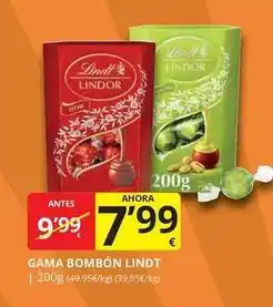Supermercados MAS Lindt - gama bombon oferta