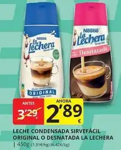 Supermercados MAS La lechera - leche condensada sirvefácil original o desnatada oferta