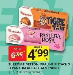 Supermercados MAS Pantera rosa - turrón tigretón, praliné pistacho o el almendro oferta