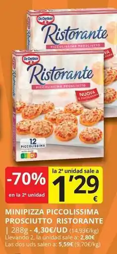 Supermercados MAS Dr oetker - minipizza piccolissima prosciutto ristorante oferta
