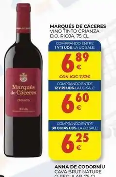 CashDiplo Marqués de cáceres - vino tinto crianza d.o. rioja oferta