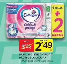 Supermercados MAS Colhogar - papel higiénico cuida y protege oferta