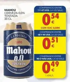 CashDiplo Mahou - cerveza 0,0% tostada oferta