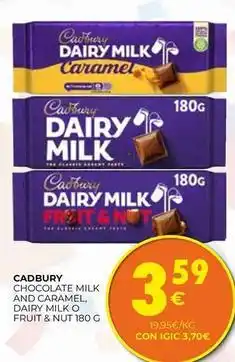 CashDiplo Cadbury - chocolate milk and caramel, dairy milk o fruit & nut oferta