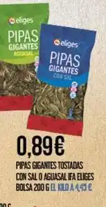 Claudio Eliges - pipas gigantes tostadas con sal o aguasal oferta