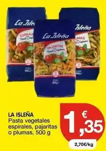 CashDiplo La isleña - pasta vegetales espirales, pajaritas o plumas oferta