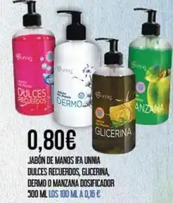 Claudio Ifa unnia - jabon de manos dulces recuerdos, glicerina, dermo o manzana oferta