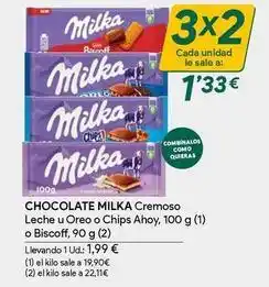 Masymas Milka - chocolate cremoso leche u oreo o chips ahoy oferta