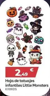ToysRus Hoja de tatuajes infantiles little monsters oferta