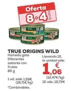 Kiwoko True origins - wild humedo gato diferentes sabores con frutas oferta
