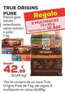 Kiwoko True origins - pure pienso gato adulto esterilizado sabor salmon oferta