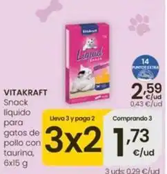 Eroski Vitakraft - snack liquido para gatos de pollo con taurina oferta