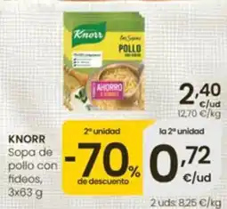 Eroski Knorr sopa de pollo con fideos oferta