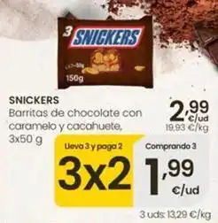 Eroski Snickers - barritas de chocolate con caramelo y cacahuete oferta