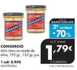 Supermercados Lupa Consorcio - atún claro en aceite de oliva oferta
