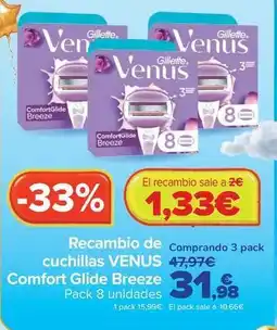 Carrefour Venus - recambio de cuchillas comfort glide breeze oferta