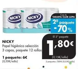 Supermercados Lupa Nicky - papel higienico seleccion 3 capas, paquete 12 rollos oferta