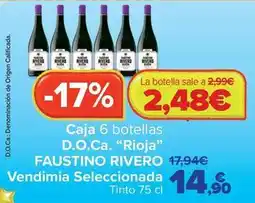 Carrefour Faustino rivero - caja 6 botellas d.o.ca “rioja'' vendimia seleccionada oferta