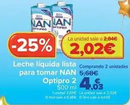 Carrefour Nestlé - leche líquida lista para tomar nan optipro 2 oferta