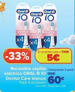 Carrefour Oral b - recambio cepillo eléctrico io dental care blanco oferta
