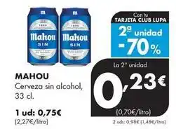 Supermercados Lupa Mahou - cerveza sin alcohol oferta