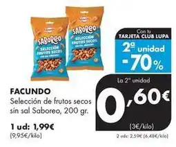 Supermercados Lupa Facundo - seleccion de frutos secos sin sal saboreo oferta