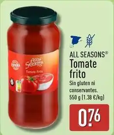 ALDI All seasons - tomate frito oferta