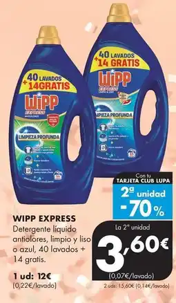 Supermercados Lupa Wipp express - detergente líquido antiflores oferta