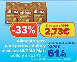 Carrefour Affinity - alimento seco para perros adulto y mediano ultima maxi pollo y arroz oferta