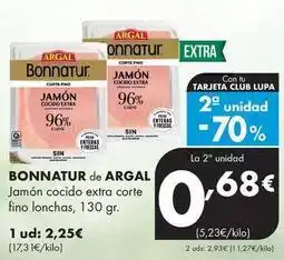 Supermercados Lupa Argal - bonnatur jamón cocido extra corte fino lonchas oferta