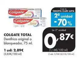 Supermercados Lupa Colgate - dentífrico original o blanqueador oferta