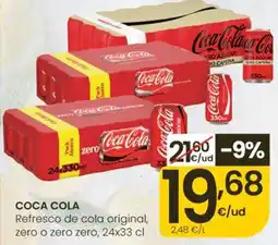 Eroski Coca Cola Refresco de cola original, zero o zero zero oferta