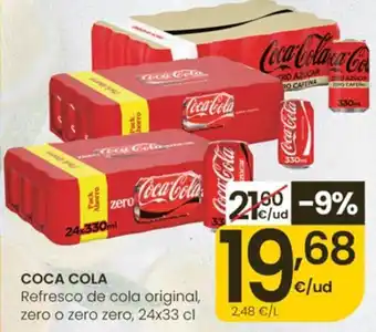 Eroski Coca Cola Refresco de cola original, zero o zero zero oferta