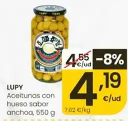 Eroski Lupy aceitunas con hueso sabor anchoa oferta