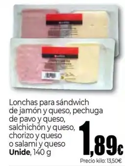 UDACO Unide lonchas para sándwich de jamón y queso, pechuga de pavo y queso, salchichón y queso, chorizo y queso o salami y queso oferta