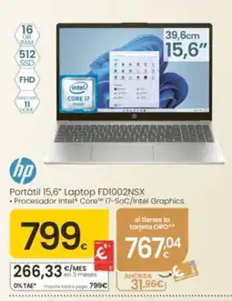Eroski hp portátil 15,6" laptop fd1002nsx oferta