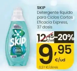 Eroski Skip Detergente liquido para Ciclos Cortos Eficacia Express oferta