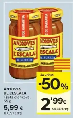 Caprabo Anxoves de l'escala filets d'anxova oferta