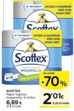 Caprabo Scottex paper higiènic megarotlle oferta