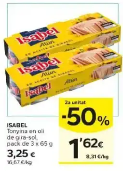Caprabo Isabel tonyina en oli de gira-sol oferta