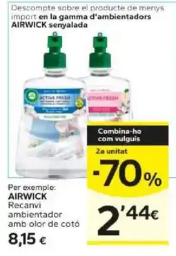 Caprabo Airwick recanvi ambientador amb olor de cotó oferta