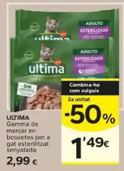 Caprabo ultima gamma de menjar en bossetes per a gat esterilitzat senyalada oferta