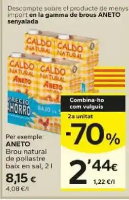 Caprabo Aneto brou natural de pollastre baix en sal oferta
