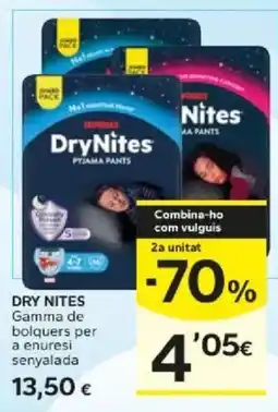 Caprabo DryNites gamma de bolquers per a enuresi senyalada oferta