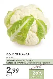 Supermercados Plaza Origen - coliflor blanca oferta
