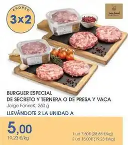 Supermercados Plaza Burger especial de secreto y ternera o de presa y vaca oferta