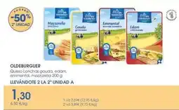 Supermercados Plaza Oldenburger - queso lonchas gouda, edam, emmental, mozzarella oferta